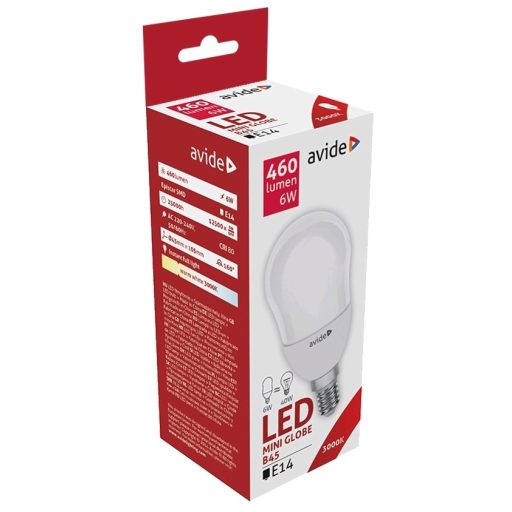 Avide LED Globe Mini B45 6W E14 WW 3000K (ABMB14WW-6W)