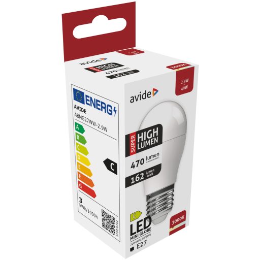 Avide LED Globe Mini G45 2.9W E27 WW 3000K Super High Lumen (ABMG27WW-2.9W)