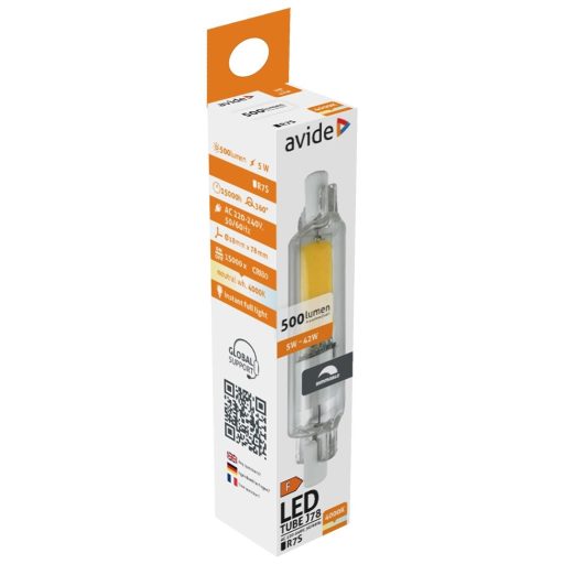 Avide LED 5W R7S 18x78mm NW 4000K Dimm. (ABR7SNW5W-CL-D)