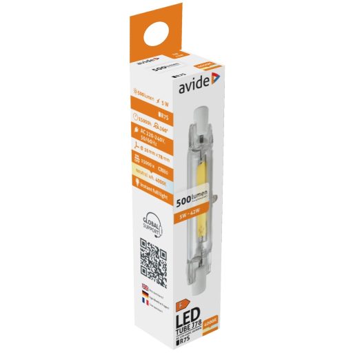 Avide LED 5W R7S 16x78mm NW 4000K (ABR7SNW5W-CL)