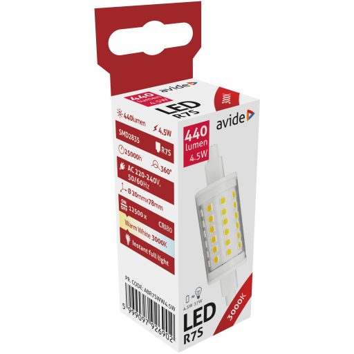 Avide LED 4.5W R7S 20x78mm WW 3000K (ABR7SWW4.5W)