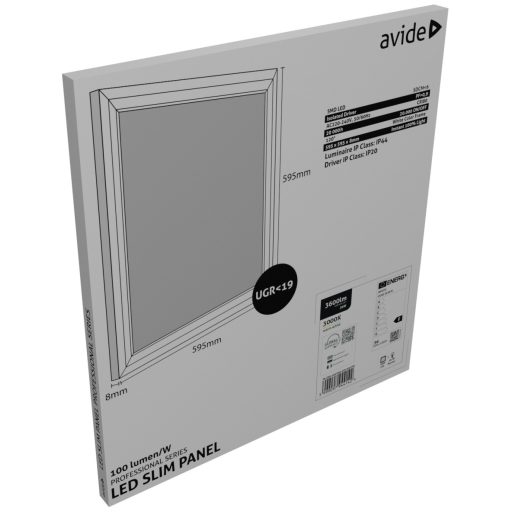 Avide LED Panel 600x600mm 36W WW 3000K 100lm/W UGR+IP44 Professional Range (ABSLP600-36W-WW-PRO)