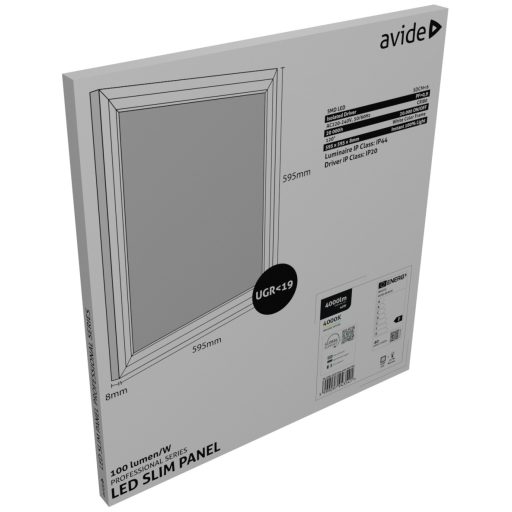 Avide LED Panel 600x600mm 40W NW 4000K 100lm/W UGR+IP44 Professional Range (ABSLP600-40W-NW-PRO)