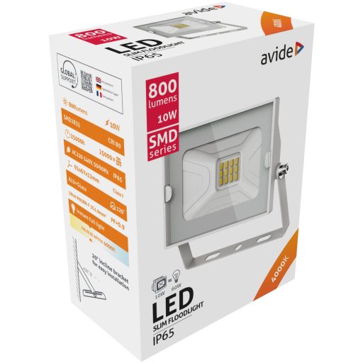 Avide LED Reflektor Slim SMD 10W NW 4000K Fehér (ABSSFLNW-10W-W)