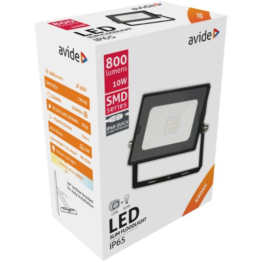 Avide LED Reflektor Slim SMD 10W NW 4000K Gyorscsat. (ABSSFLNW-10WQC)