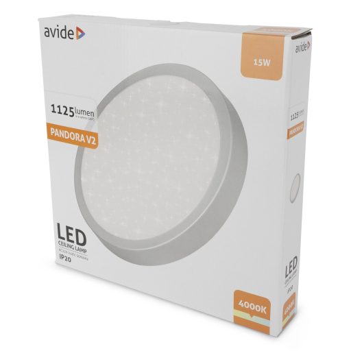 Avide LED Mennyezeti Lámpa Pandora V2 Csillagos Ezüst 15W 280*40mm NW 4000K (ACLO28NW-15W-PAN2S-S)