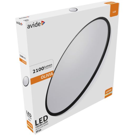 Avide LED Mennyezeti Lámpa Olivia Fekete 24W 380*50mm NW 4000K (ACLO38NW-24W-OLI-B)