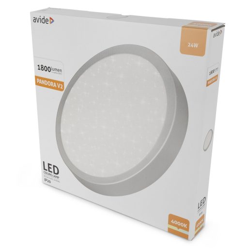 Avide LED Mennyezeti Lámpa Pandora V2 Csillagos Ezüst 24W 380*50mm NW 4000K (ACLO38NW-24W-PAN2S-S)