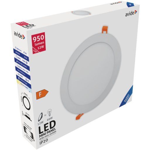 Avide LED Beépíthető Kerek Mennyezeti Lámpa ALU 12W CW 6400K (ACRPCW-R-12W-ALU)