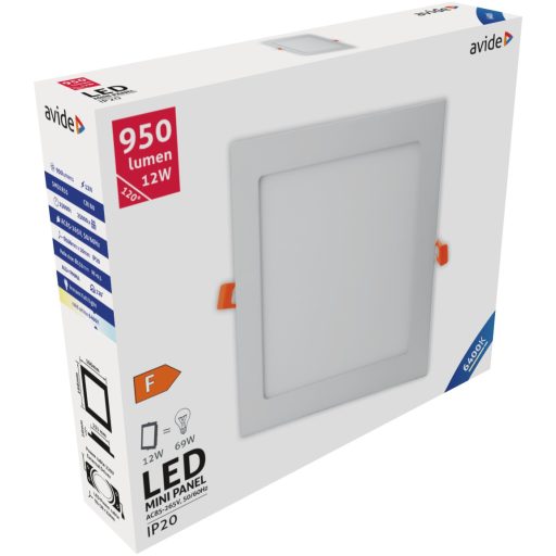 Avide LED Beépíthető Négyzetes Mennyezeti Lámpa ALU 12W CW 6400K (ACRPCW-S-12W-ALU)