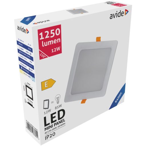 Avide LED Beépíthető Négyzetes Mennyezeti Lámpa Műanyag 12W CW 6400K (ACRPCW-S-12W-PC)