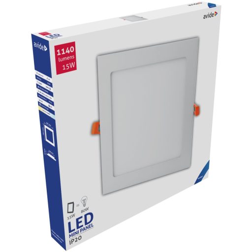 Avide LED Beépíthető Négyzetes Mennyezeti Lámpa ALU 15W CW 6400K (ACRPCW-S-15W-ALU)