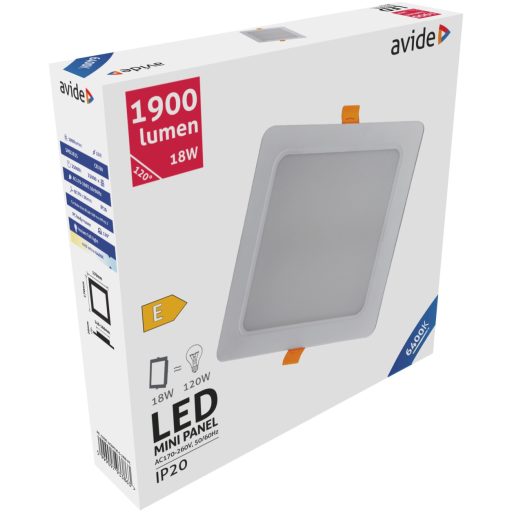 Avide LED Beépíthető Négyzetes Mennyezeti Lámpa Műanyag 18W CW 6400K (ACRPCW-S-18W-PC)