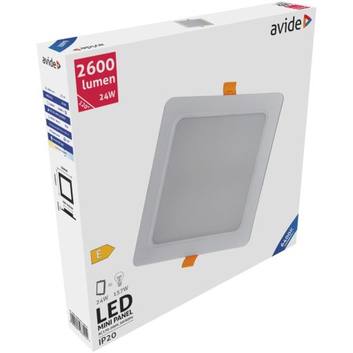 Avide LED Beépíthető Négyzetes Mennyezeti Lámpa Műanyag 24W CW 6400K (ACRPCW-S-24W-PC)