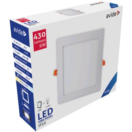 Avide LED Beépíthető Négyzetes Mennyezeti Lámpa ALU 6W CW 6400K (ACRPCW-S-6W-ALU)