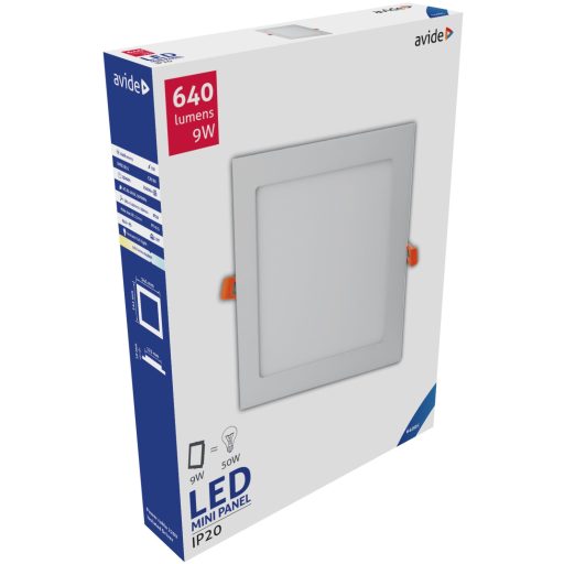 Avide LED Beépíthető Négyzetes Mennyezeti Lámpa ALU 9W CW 6400K (ACRPCW-S-9W-ALU)