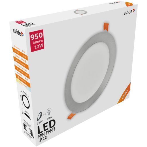 Avide LED Beépíthető Kerek Mennyezeti Lámpa ALU Szatén Nikkel 12W NW 4000K (ACRPNW-R-12W-ALU-SN)