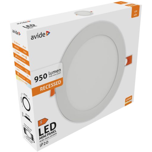 Avide LED Beépíthető Kerek Mennyezeti Lámpa ALU 12W NW 4000K (ACRPNW-R-12W-ALU)