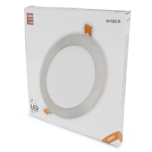 Avide LED Beépíthető Kerek Mennyezeti Lámpa ALU Szatén Nikkel 24W NW 4000K (ACRPNW-R-24W-ALU-SN)