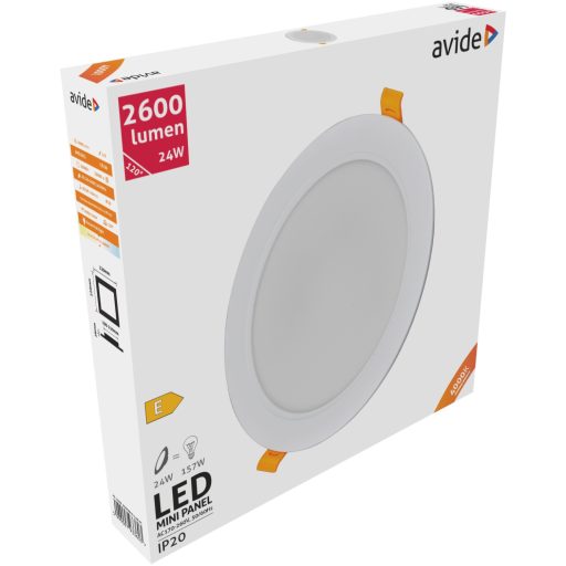 Avide LED Beépíthető Kerek Mennyezeti Lámpa Műanyag 24W NW 4000K (ACRPNW-R-24W-PC)