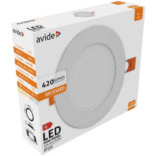 Avide LED Beépíthető Kerek Mennyezeti Lámpa ALU 6W NW 4000K (ACRPNW-R-6W-ALU)