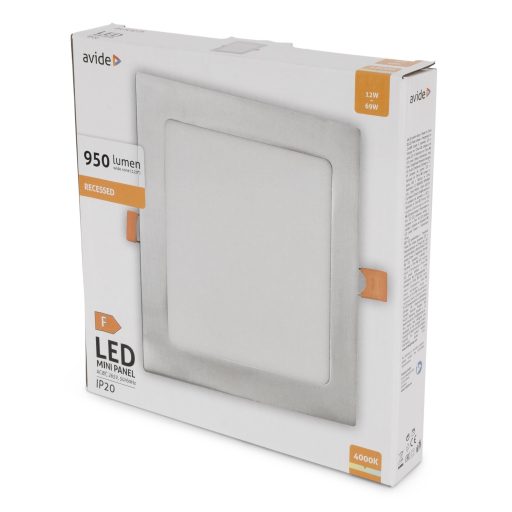 Avide LED Beépíthető Négyzetes Mennyezeti Lámpa ALU Szatén Nikkel 12W NW 4000K (ACRPNW-S-12W-ALU-SN)