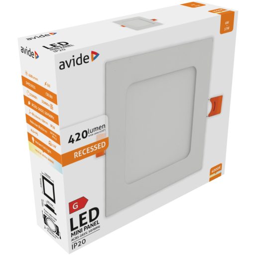 Avide LED Beépíthető Négyzetes Mennyezeti Lámpa ALU 6W NW 4000K (ACRPNW-S-6W-ALU)