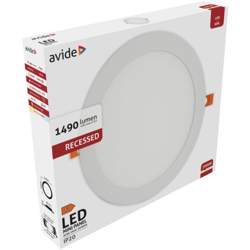 Avide LED Beépíthető Kerek Mennyezeti Lámpa ALU 18W WW 3000K (ACRPWW-R-18W-ALU)