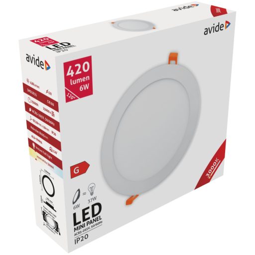 Avide LED Beépíthető Kerek Mennyezeti Lámpa ALU 6W WW 3000K (ACRPWW-R-6W-ALU)