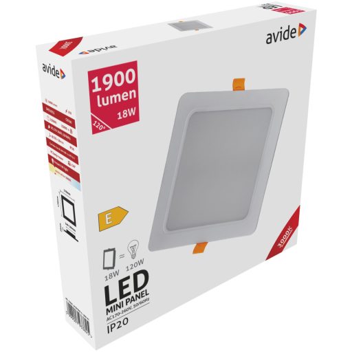 Avide LED Beépíthető Négyzetes Mennyezeti Lámpa Műanyag 18W WW 3000K (ACRPWW-S-18W-PC)