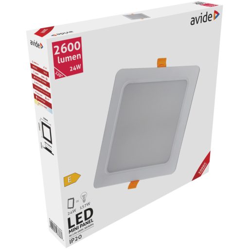 Avide LED Beépíthető Négyzetes Mennyezeti Lámpa Műanyag 24W WW 3000K (ACRPWW-S-24W-PC)