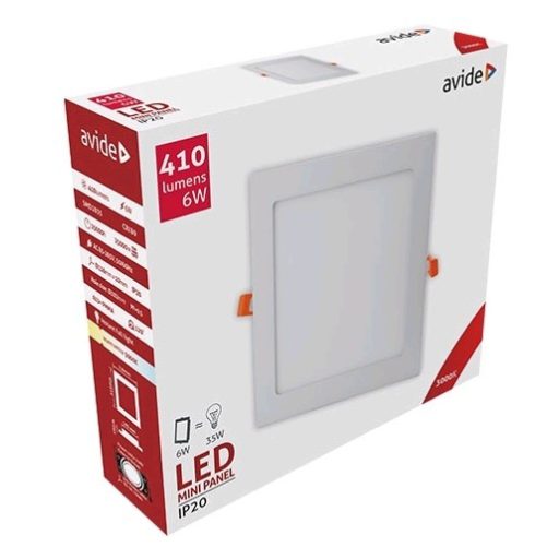 Avide LED Beépíthető Négyzetes Mennyezeti Lámpa ALU 6W WW 3000K (ACRPWW-S-6W-ALU)