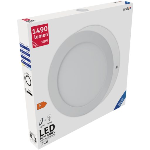Avide LED Falra Szerelhető Kerek Mennyezeti Lámpa ALU 18W CW 6400K (ACSMCW-R-18W-ALU)