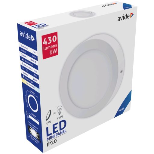 Avide LED Falra Szerelhető Kerek Mennyezeti Lámpa ALU 6W CW 6400K (ACSMCW-R-6W-ALU)
