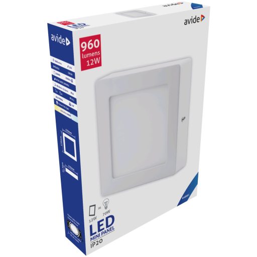Avide LED Falra Szerelhető Négyzetes Mennyezeti Lámpa ALU 12W CW 6400K (ACSMCW-S-12W-ALU)