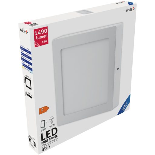 Avide LED Falra Szerelhető Négyzetes Mennyezeti Lámpa ALU 18W CW 6400K (ACSMCW-S-18W-ALU)