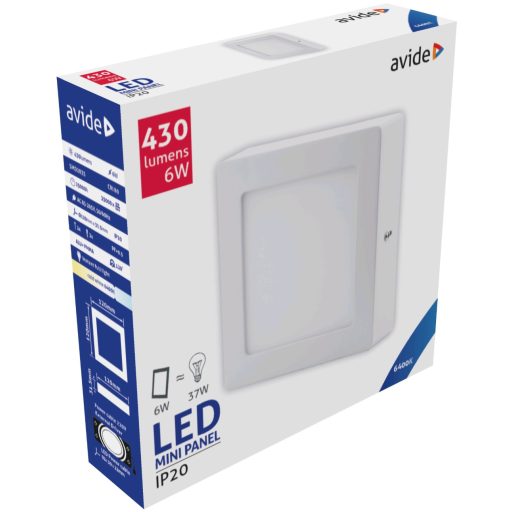 Avide LED Falra Szerelhető Négyzetes Mennyezeti Lámpa ALU 6W CW 6400K (ACSMCW-S-6W-ALU)