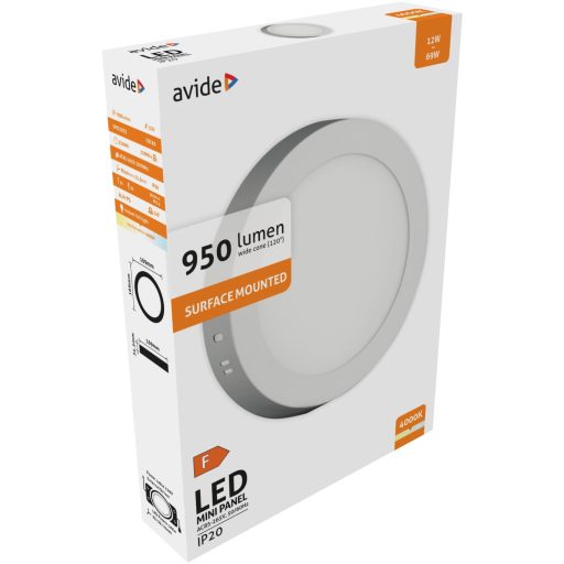 Avide LED Falra Szerelhető Kerek Mennyezeti Lámpa ALU 12W NW 4000K (ACSMNW-R-12W-ALU)