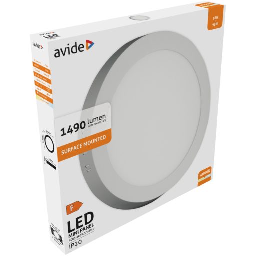 Avide LED Falra Szerelhető Kerek Mennyezeti Lámpa ALU 18W NW 4000K (ACSMNW-R-18W-ALU)