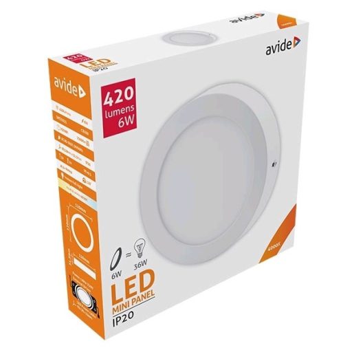 Avide LED Falra Szerelhető Kerek Mennyezeti Lámpa ALU 6W NW 4000K (ACSMNW-R-6W-ALU)