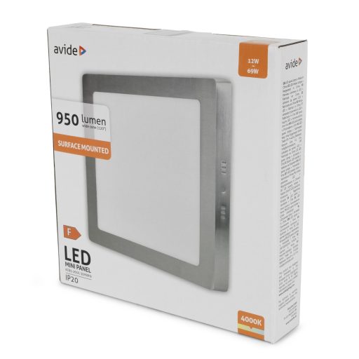 Avide LED Falra Szerelhető Négyzetes Mennyezeti Lámpa ALU Szatén Nikkel 12W NW 4000K (ACSMNW-S-12W-ALU-SN)
