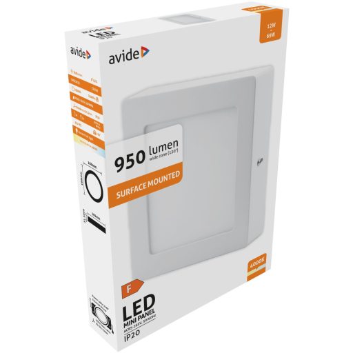 Avide LED Falra Szerelhető Négyzetes Mennyezeti Lámpa ALU 12W NW 4000K (ACSMNW-S-12W-ALU)