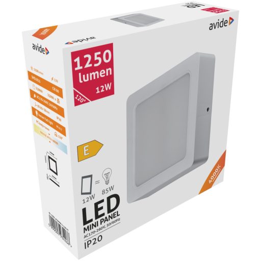 Avide LED Falra Szerelhető Négyzetes Mennyezeti Lámpa Műanyag 12W NW 4000K (ACSMNW-S-12W-PC)