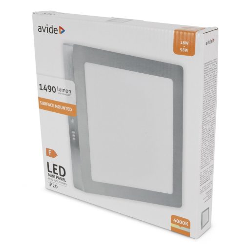 Avide LED Falra Szerelhető Négyzetes Mennyezeti Lámpa ALU Szatén Nikkel 18W NW 4000K (ACSMNW-S-18W-ALU-SN)