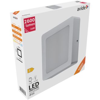   Avide LED Falra Szerelhető Négyzetes Mennyezeti Lámpa Műanyag 24W NW 4000K *Sérült Csomagolás* (ACSMNW-S-24W-PC-SCS)