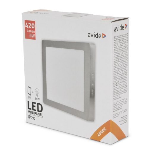 Avide LED Falra Szerelhető Négyzetes Mennyezeti Lámpa ALU Szatén Nikkel 6W NW 4000K (ACSMNW-S-6W-ALU-SN)