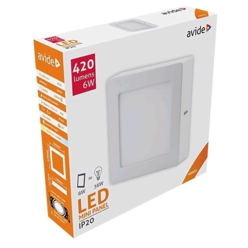 Avide LED Falra Szerelhető Négyzetes Mennyezeti Lámpa ALU 6W NW 4000K (ACSMNW-S-6W-ALU)