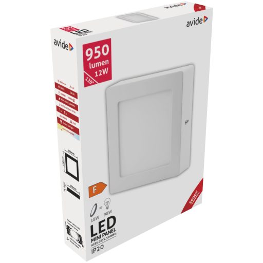 Avide LED Falra Szerelhető Négyzetes Mennyezeti Lámpa ALU 12W WW 3000K (ACSMWW-S-12W-ALU)
