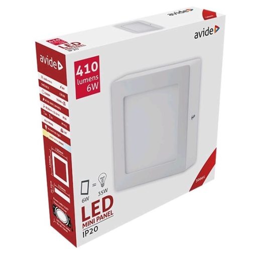 Avide LED Falra Szerelhető Négyzetes Mennyezeti Lámpa ALU 6W WW 3000K (ACSMWW-S-6W-ALU)