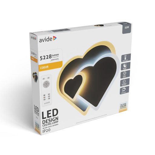 Avide Design Mennyezeti Lámpa Coeur 55W(27.5+27.5) RF Távirányítóval (ADO3S-COE-2.4G)